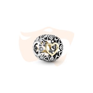 Charm Pandora Separador Círculo Do Amor Com Ouro 14k 792009CZ
