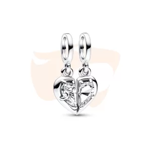 Charm Pendente Pandora Divisível Coração Mãe e Filha 792643C01