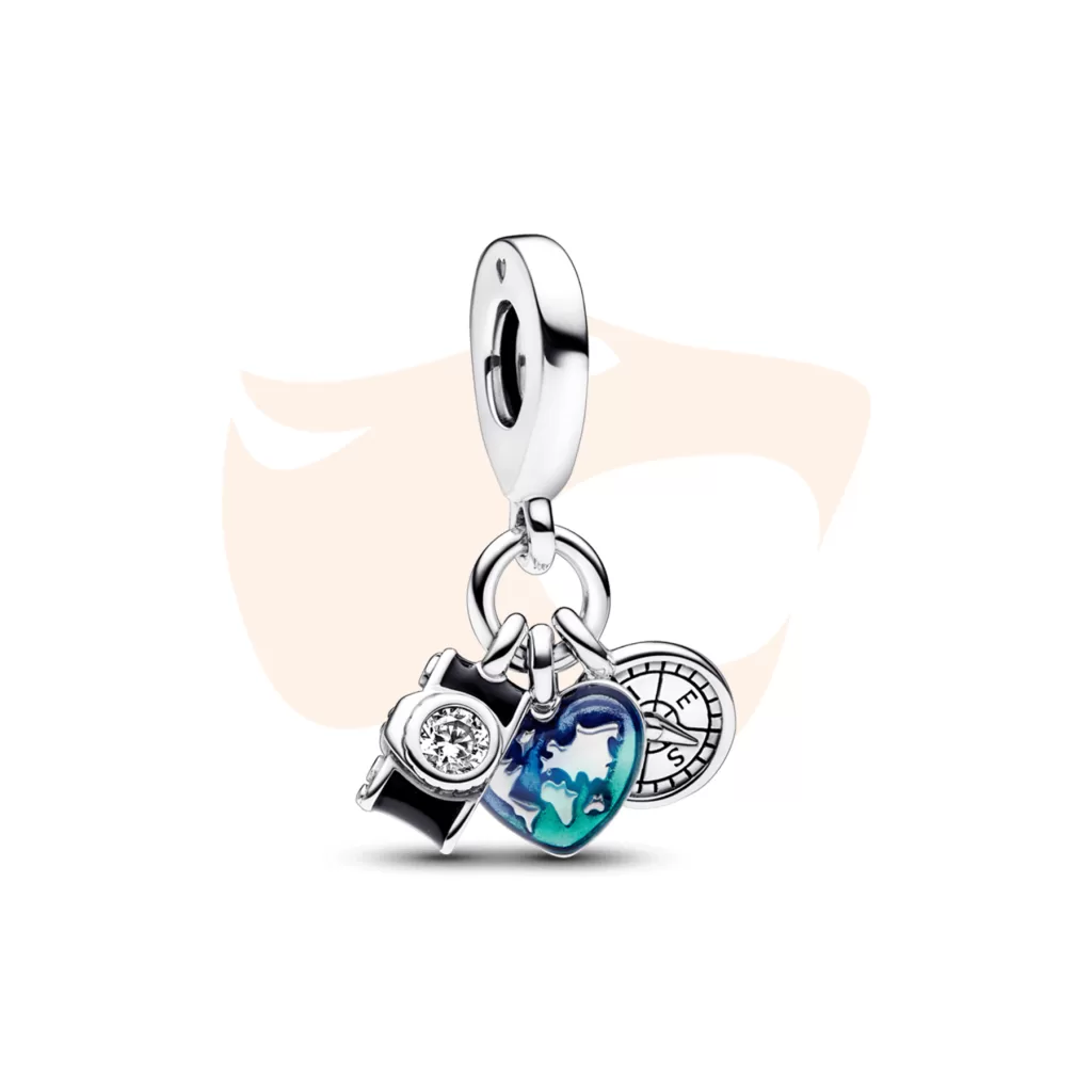 Charm Pandora Triplo Câmera, Coração & Bússola 792703C01