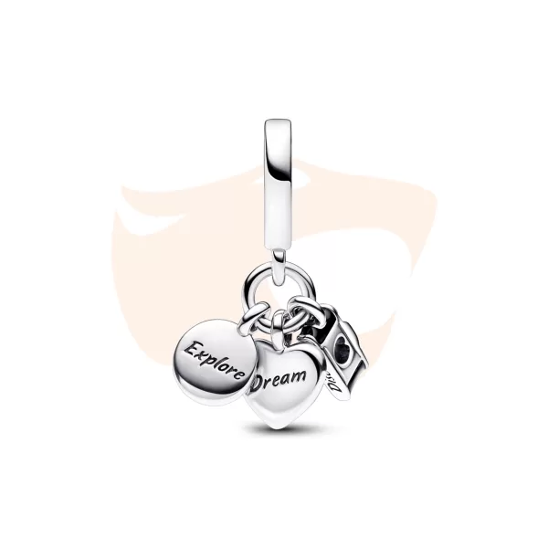 Charm Pandora Triplo Câmera, Coração & Bússola 792703C01