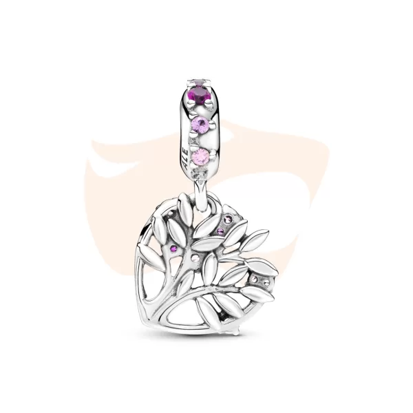 Charm Pendente Pandora Coração e Árvore da Família Rosa 799153C01