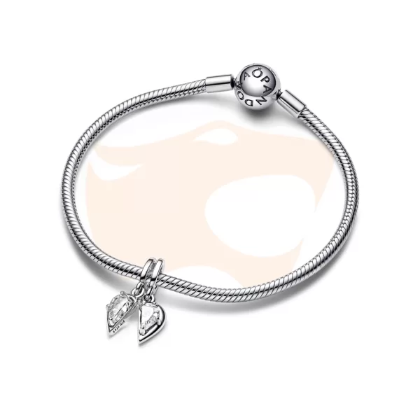 Charm Pendente Pandora Divisível Coração Mãe e Filha 792643C01
