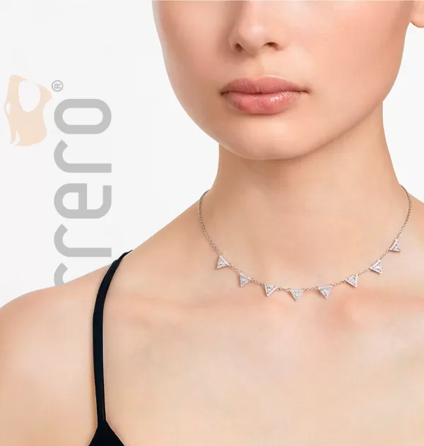 Colar Swarovski Ortyx Triangular Prateado 5643021