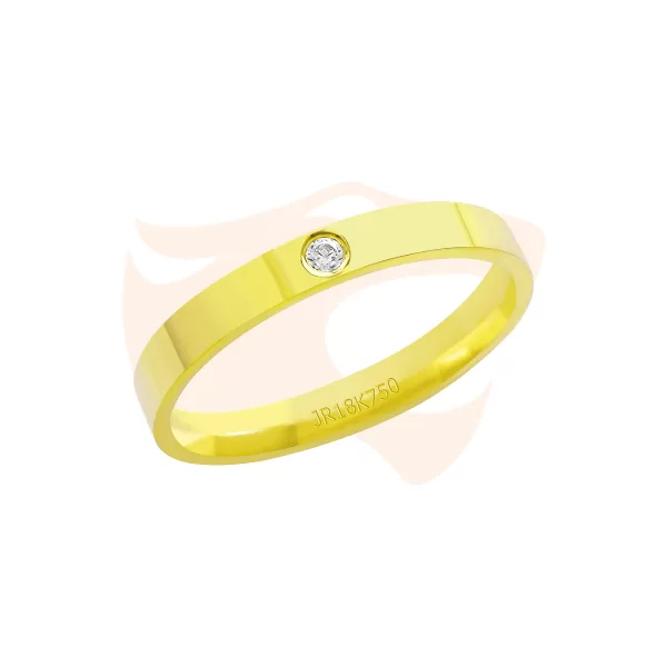 Aliança Cravejada Ouro 18K com Zircônia AT540C