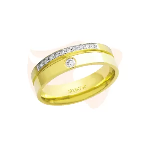 Aliança Cravejada Ouro 18K com Brilhantes - AT418/C