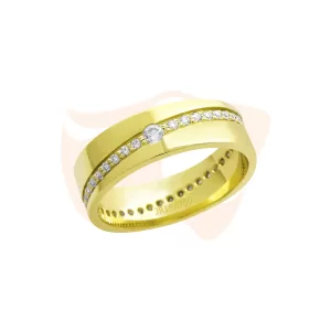 Aliança Cravejada Ouro 18K com Zircônias Vazadas - AL005/C