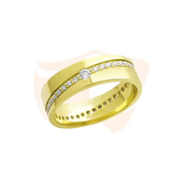 Aliança Cravejada Ouro 18K com Zircônias Vazadas - AL005/C