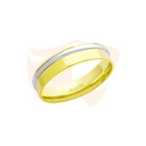 Aliança Clássica Ouro 18K com Filete em Ouro Branco - AT700