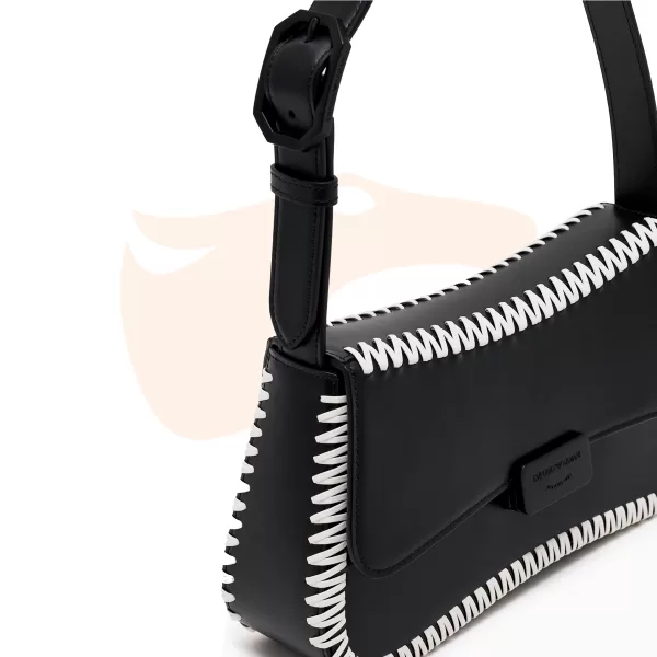Bolsa Giorgio Armani Mini Couro Preto Trançado EW001013 AF12774 UC001