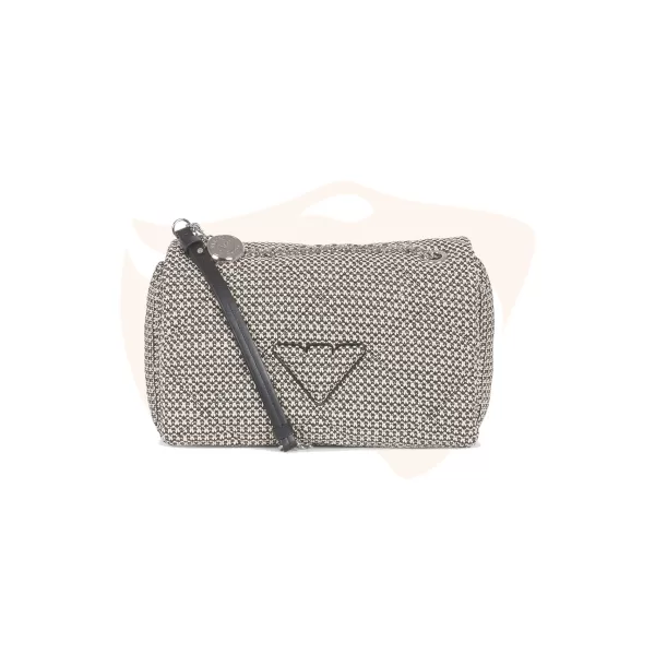 Bolsa Emporio Armani Crossbody em Palha e Algodão Preta Y3B208 YWT4E 80001
