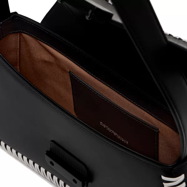 Bolsa Giorgio Armani Mini Couro Preto Trançado EW001013 AF12774 UC001