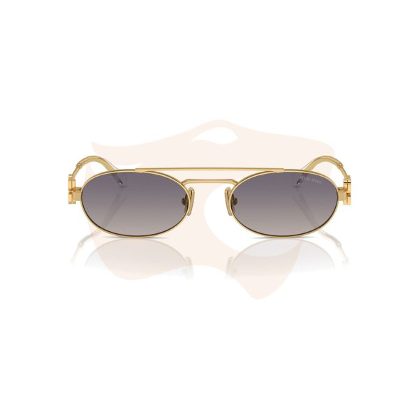 Óculos de Sol Oval Metálico Miu Miu - Dourado SMU542 5AK-30C