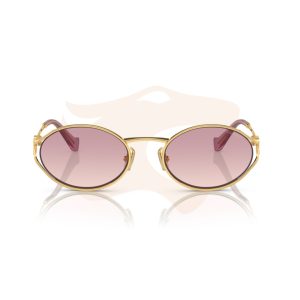 Óculos de Sol Miu Miu Oval Metálico - Dourado / Rosa degradê SMU 52Y 5AK‑06S