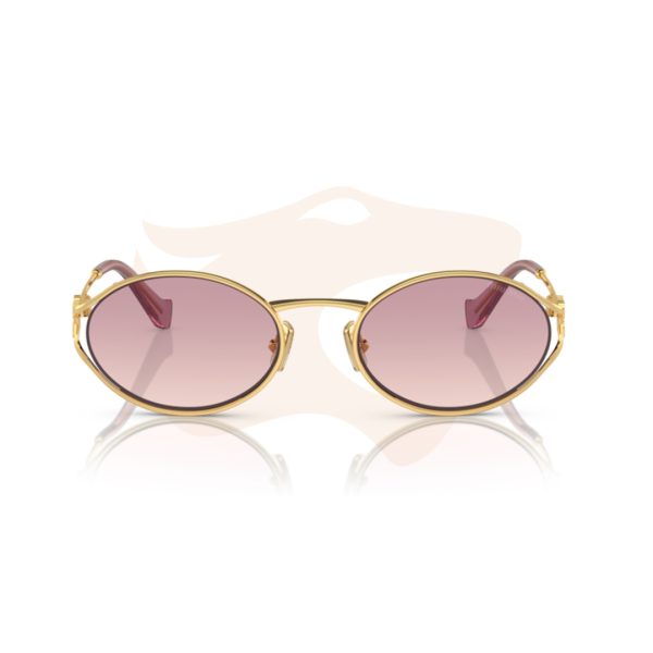 Óculos de Sol Miu Miu Oval Metálico - Dourado / Rosa degradê SMU 52Y 5AK‑06S