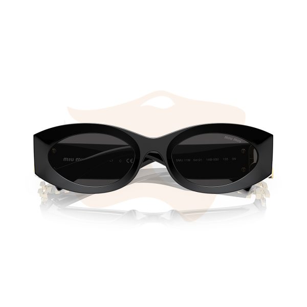 Óculos de Sol Miu Miu Oval Bold - Preto SMU 11W 1AB‑5S0