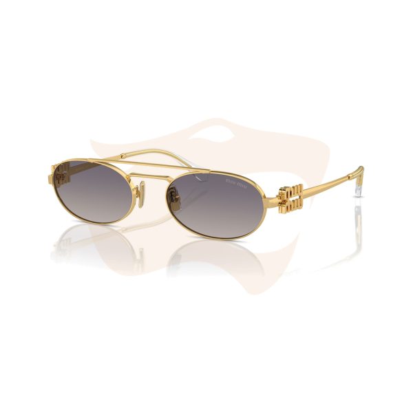 Óculos de Sol Oval Metálico Miu Miu - Dourado SMU542 5AK-30C