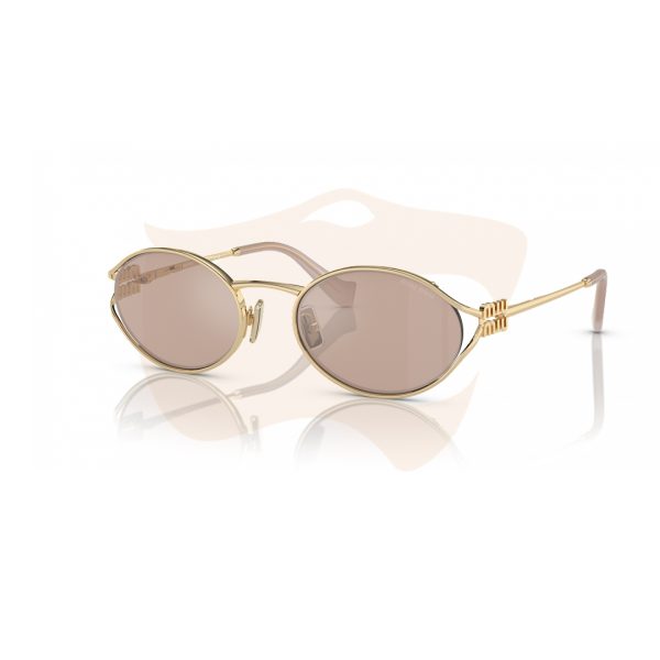 Óculos de Sol Miu Miu Oval Metálico - Rosa-dourado SMU 52Y ZVN-20F