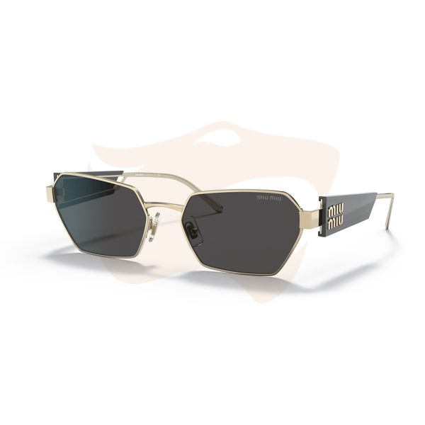 Óculos de Sol Miu Miu Geométrico Metálico - Dourado/Preto SMU 53W ZVN‑5S0