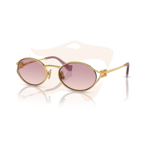 Óculos de Sol Miu Miu Oval Metálico - Dourado / Rosa degradê SMU 52Y 5AK‑06S