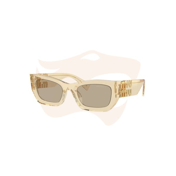 Óculos de Sol Miu Miu Retangular - Bege translúcido SMU 09W 11T‑40F