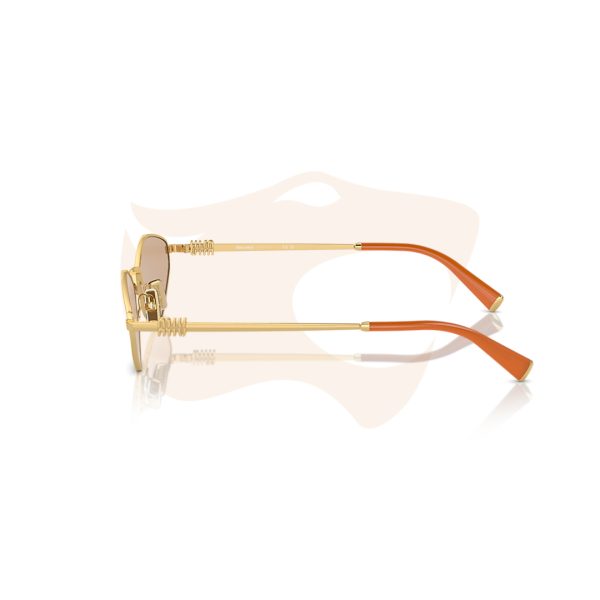 Óculos de Sol Miu Miu Gato Oval Metálico - Dourado com lente laranja espelhada SMU 56Z 5AK‑40D