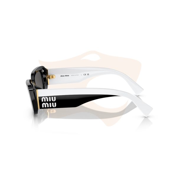 Óculos de Sol Miu Miu Retangular - Branco/Preto SMU 08Y 1AB‑5S0
