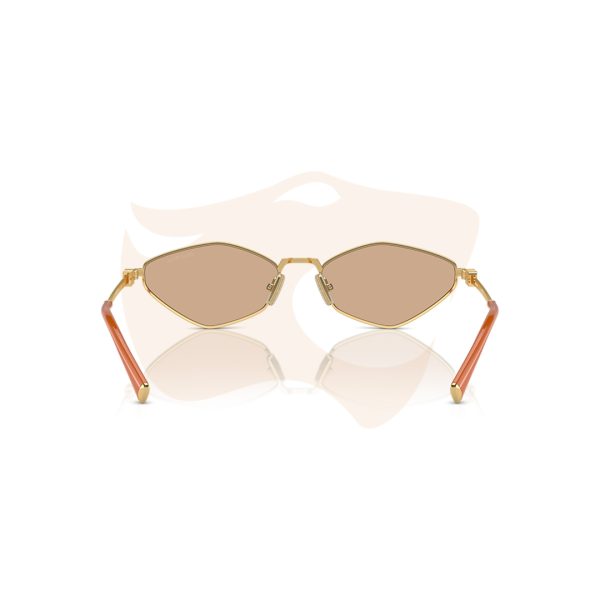 Óculos de Sol Miu Miu Gato Oval Metálico - Dourado com lente laranja espelhada SMU 56Z 5AK‑40D