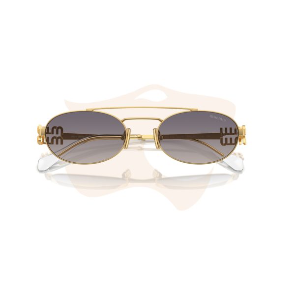 Óculos de Sol Oval Metálico Miu Miu - Dourado SMU542 5AK-30C