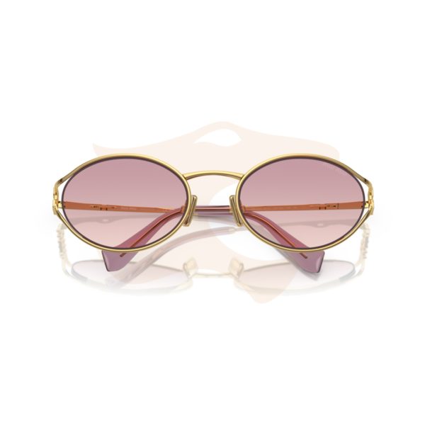 Óculos de Sol Miu Miu Oval Metálico - Dourado / Rosa degradê SMU 52Y 5AK‑06S