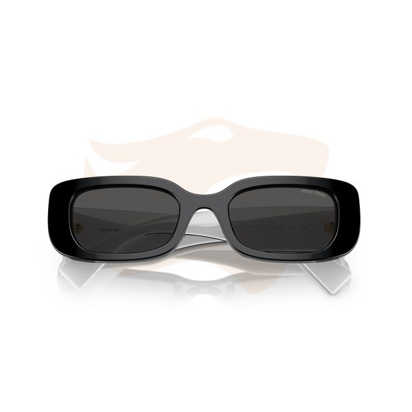 Óculos de Sol Miu Miu Retangular - Branco/Preto SMU 08Y 1AB‑5S0